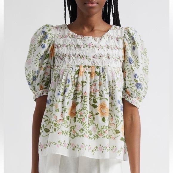 FARM Rio Tops - Farm Rio Folk Floral Short Sleeve Blouse NWT Small